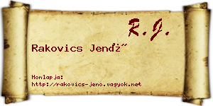 Rakovics Jenő névjegykártya